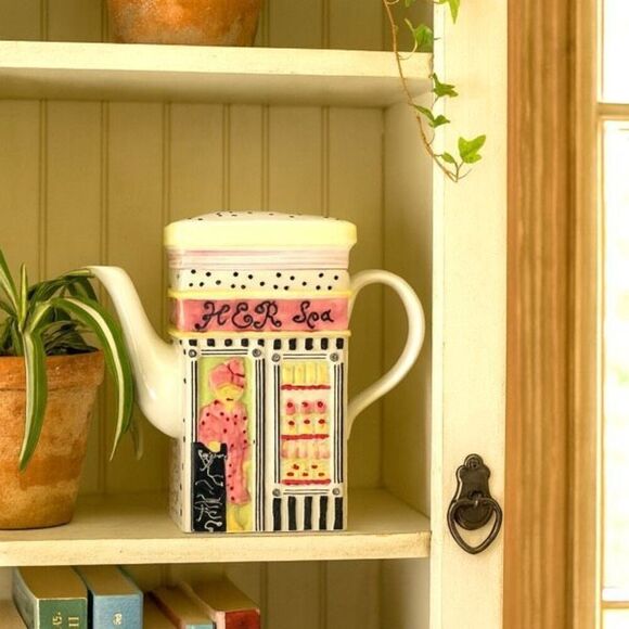 Unique Teapot Her Spa/His Spa Ceramic Mainstreet Store Front MSRF Inc Multicolor - Picture 1 of 16